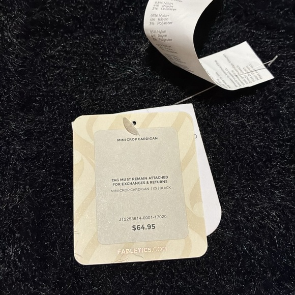 Fabletics fuzzy Crop Cardigan Sweater Black Womens XS Textured Soft 90s NEW - Picture 5 of 14